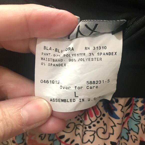 Alyx Paisley Pleated Stretch High Rise Wide Leg Pants L - Picture 4 of 5